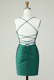 Dark Green Beading Tight Glitter Homecoming Dress