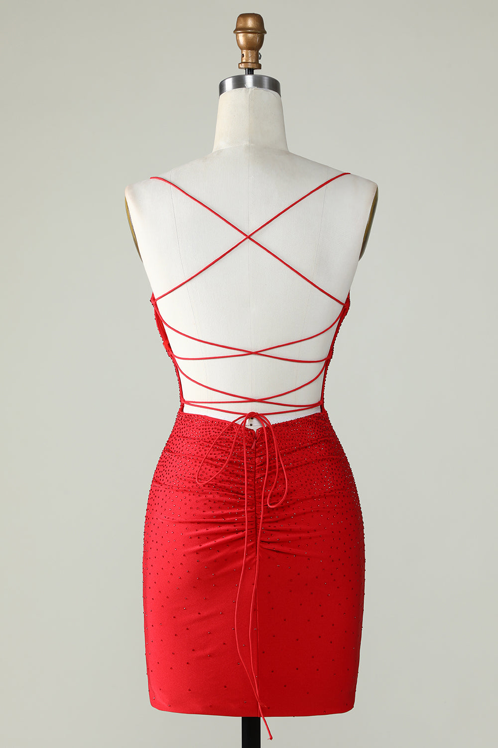 Red Beading Tight Glitter Homecoming Dress