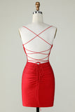 Red Beading Tight Glitter Homecoming Dress