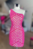 Short Pink One Shoulder Homecoming Dress