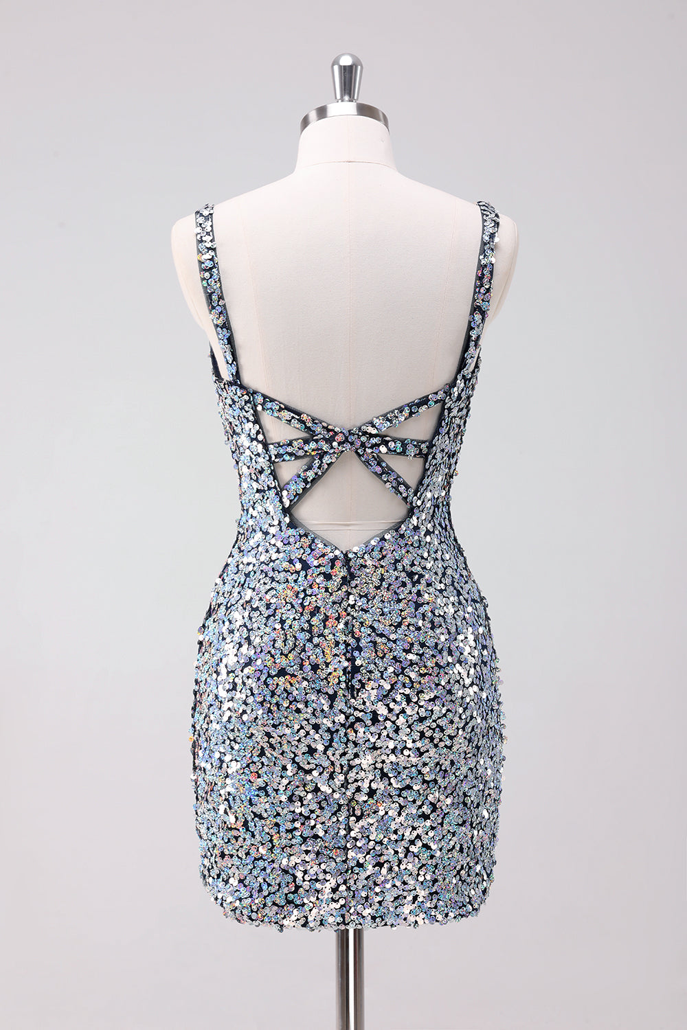 Sequins Silver Bodycon V-Neck Short Homecoming Dress