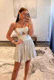 A Line Silver Short Homecoming Dress