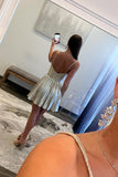 A Line Silver Short Homecoming Dress