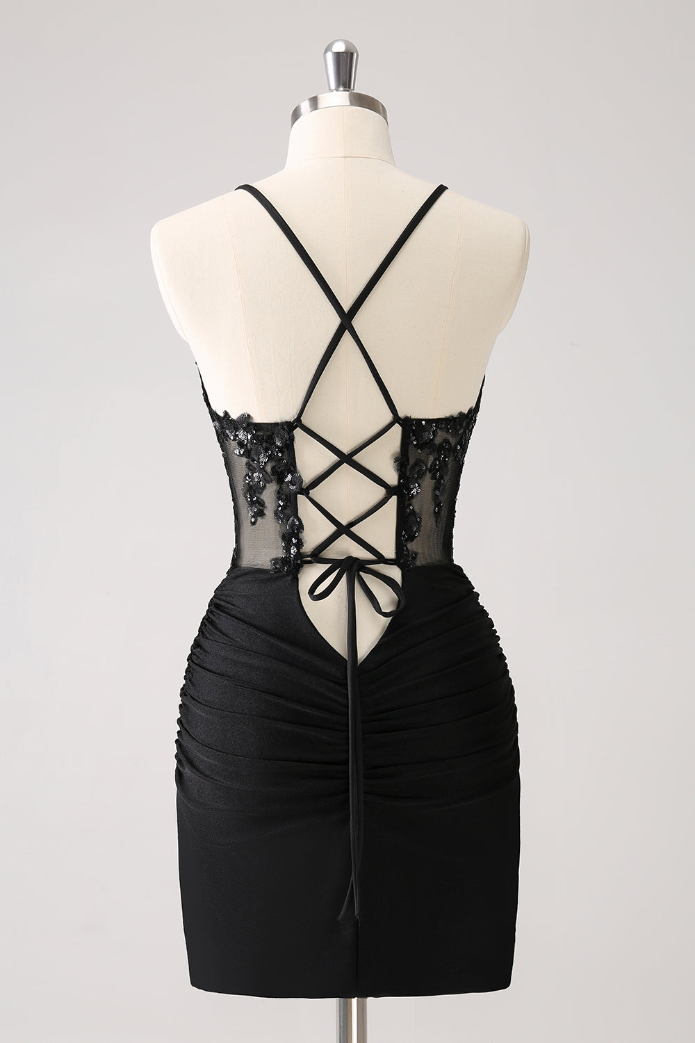 Black Spaghetti Straps Tight Homecoming Dress