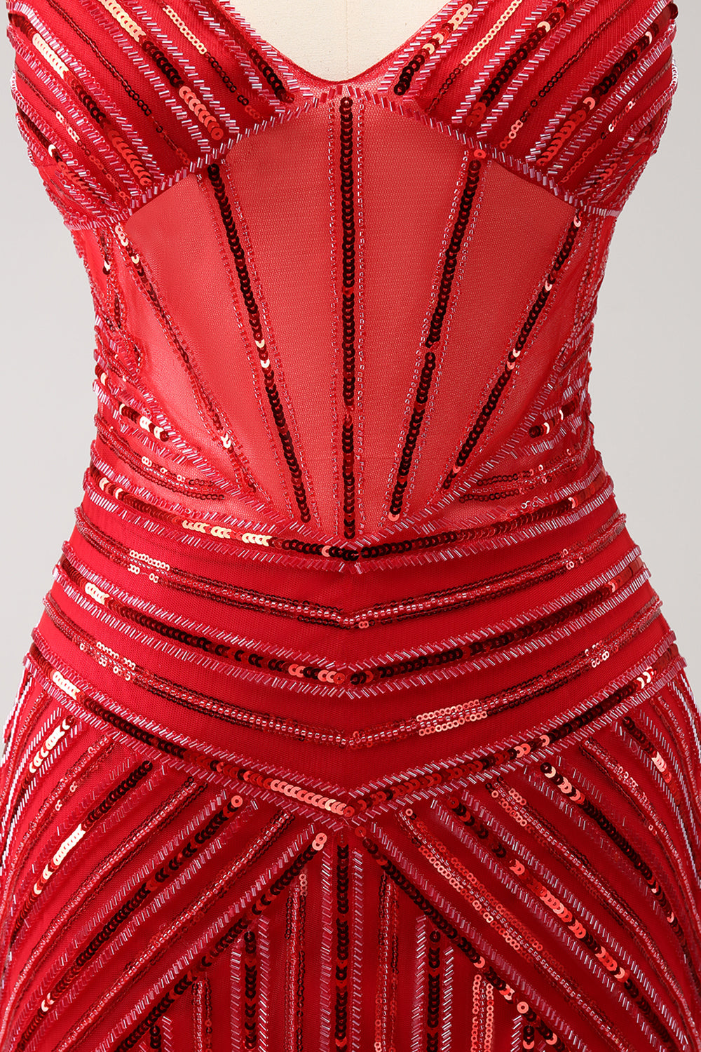 Red Sequins Spaghetti Straps Tight Homecoming Dress