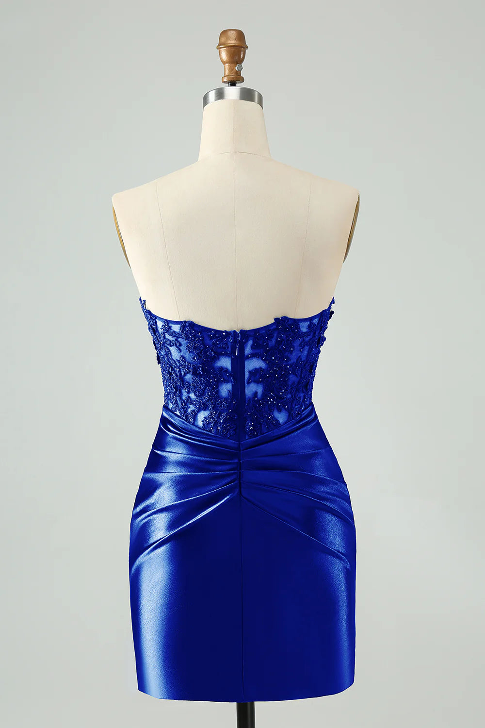 Strapless Navy Lace Hollow Out Tight Homecoming Dress