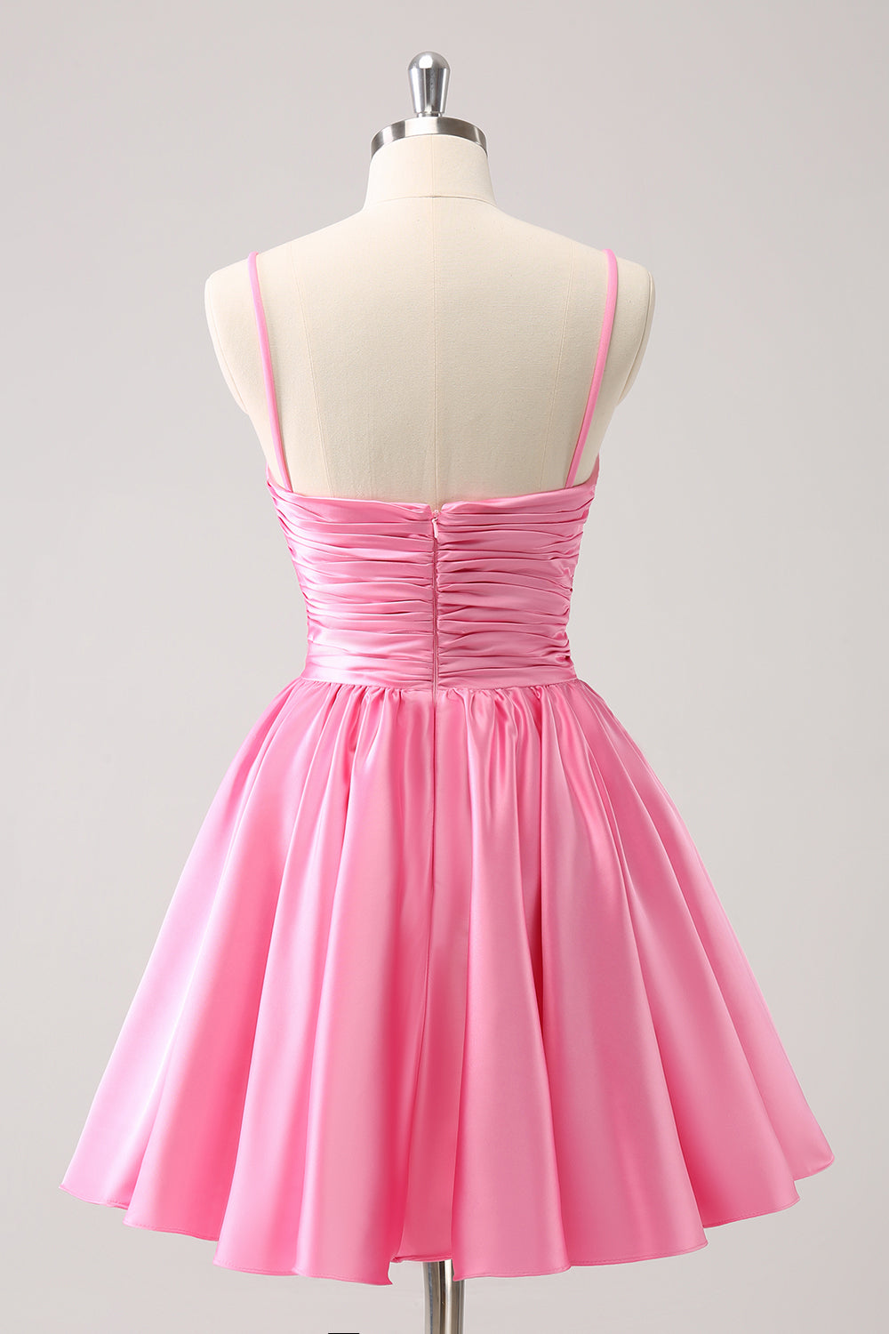 A Line Spaghetti Straps Pink Homecoming Dress