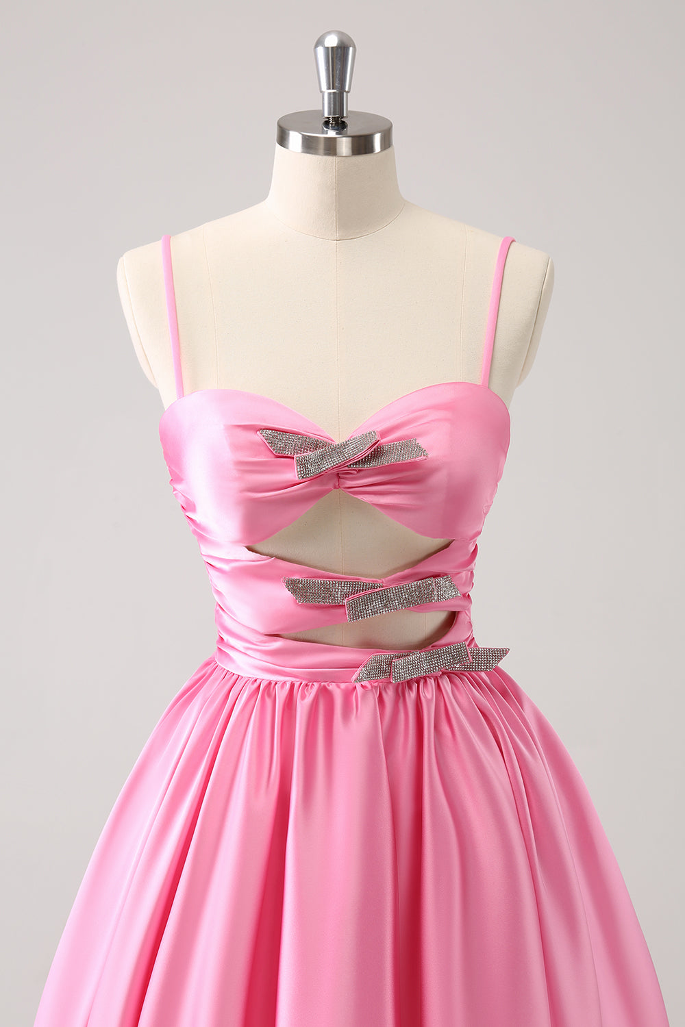 A Line Spaghetti Straps Pink Homecoming Dress