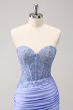 Lilac Strapless Lace Tight Homecoming Dress