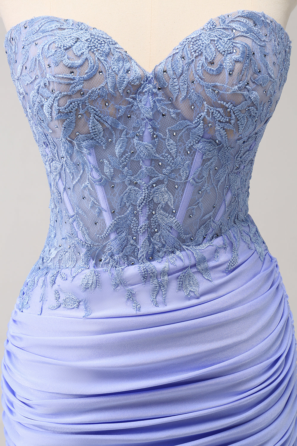 Lilac Strapless Lace Tight Homecoming Dress