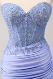 Lilac Strapless Lace Tight Homecoming Dress