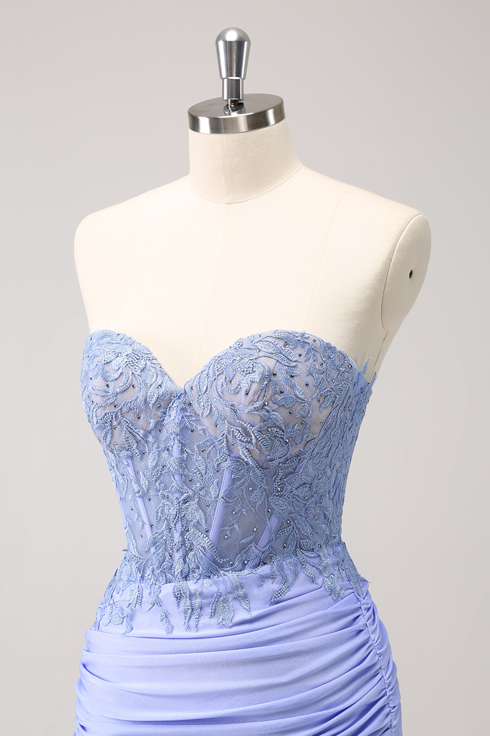 Lilac Strapless Lace Tight Homecoming Dress