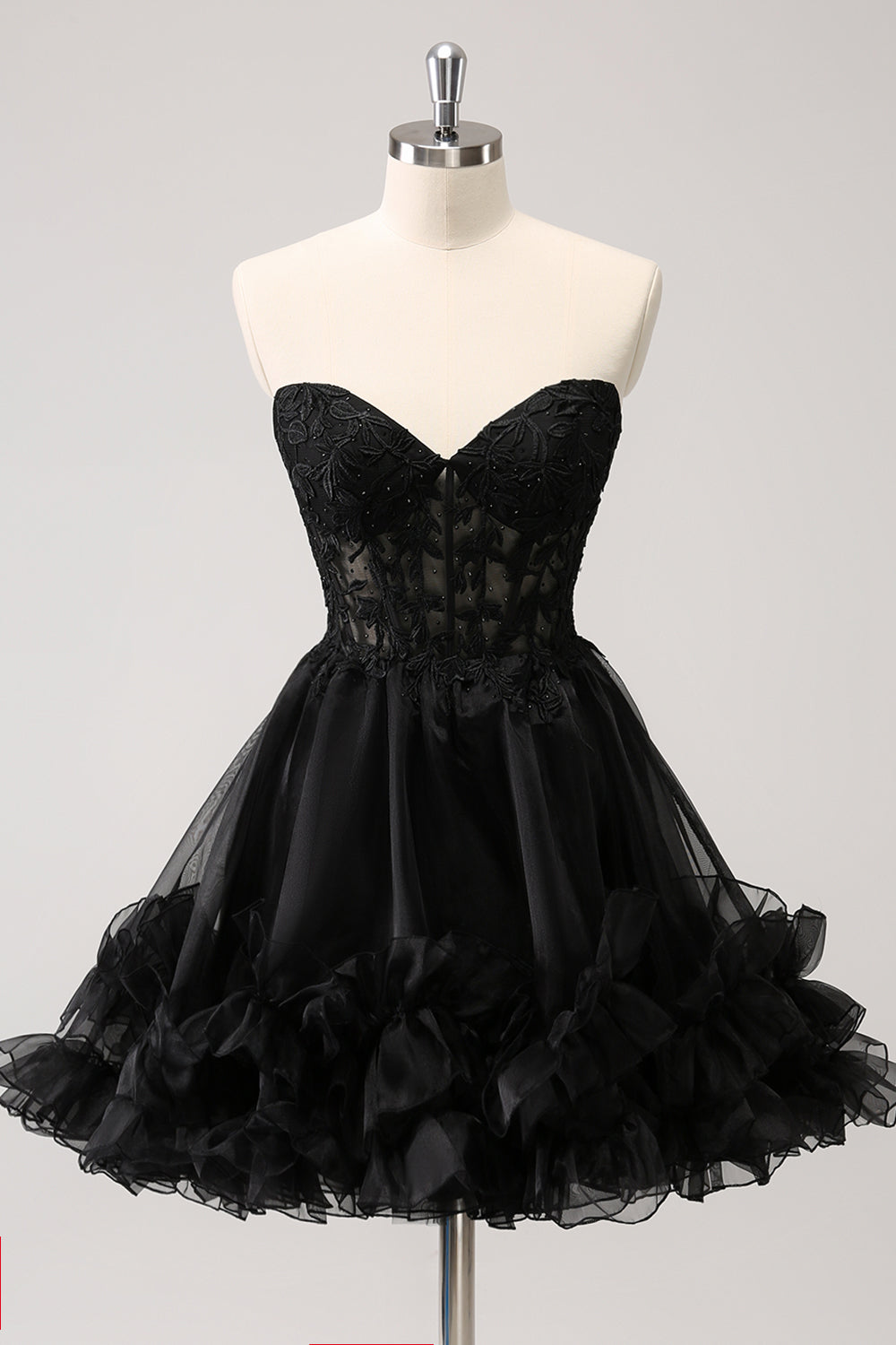 A Line Little Black Strapless Homecoming Dress