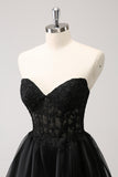 A Line Little Black Strapless Homecoming Dress