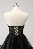 A Line Little Black Strapless Homecoming Dress