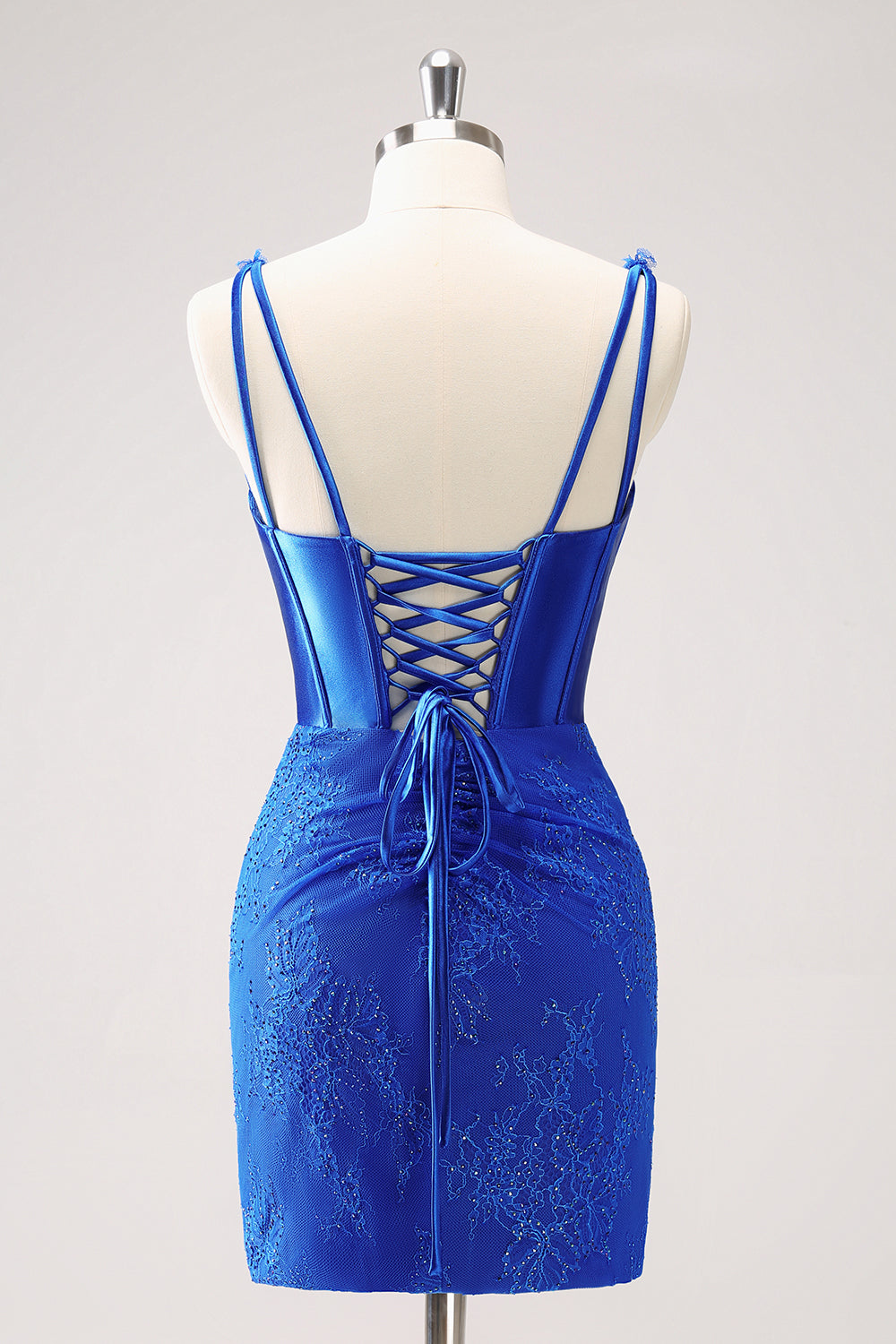 Royal Blue Corset V Neck Beaded Tight Short Homecoming Dress