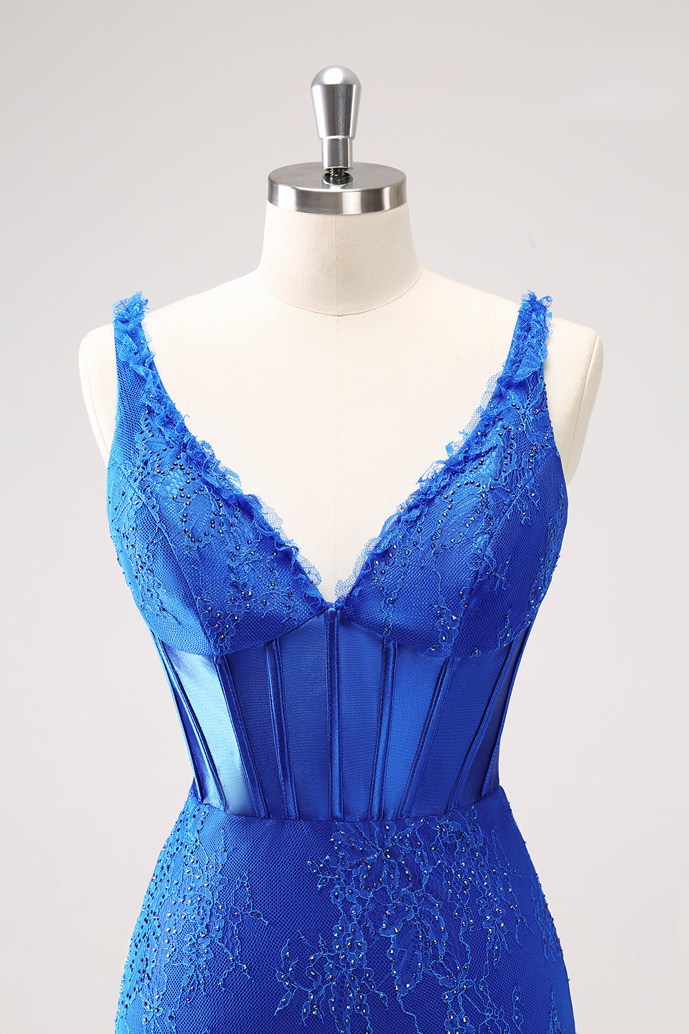 Royal Blue Corset V Neck Beaded Tight Short Homecoming Dress