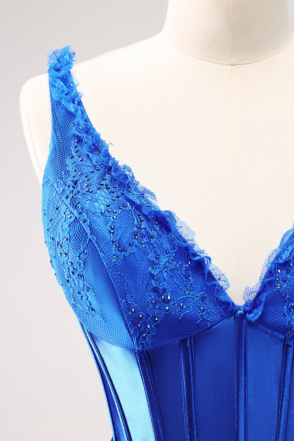 Royal Blue Corset V Neck Beaded Tight Short Homecoming Dress