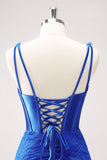 Royal Blue Corset V Neck Beaded Tight Short Homecoming Dress