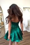 Dark Green A Line Strapless Homecoming Dress