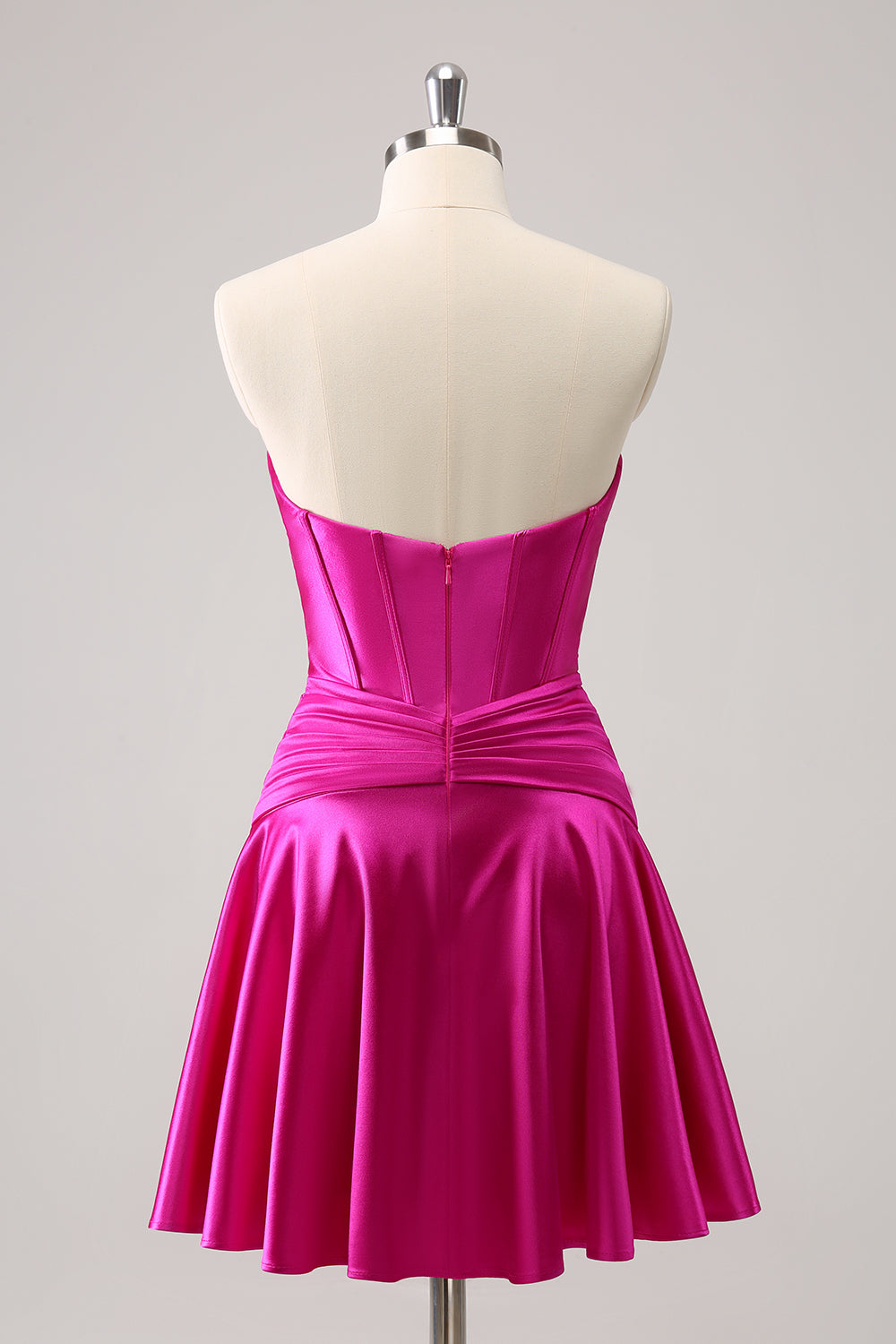 Fuchsia A Line Strapless Homecoming Dress