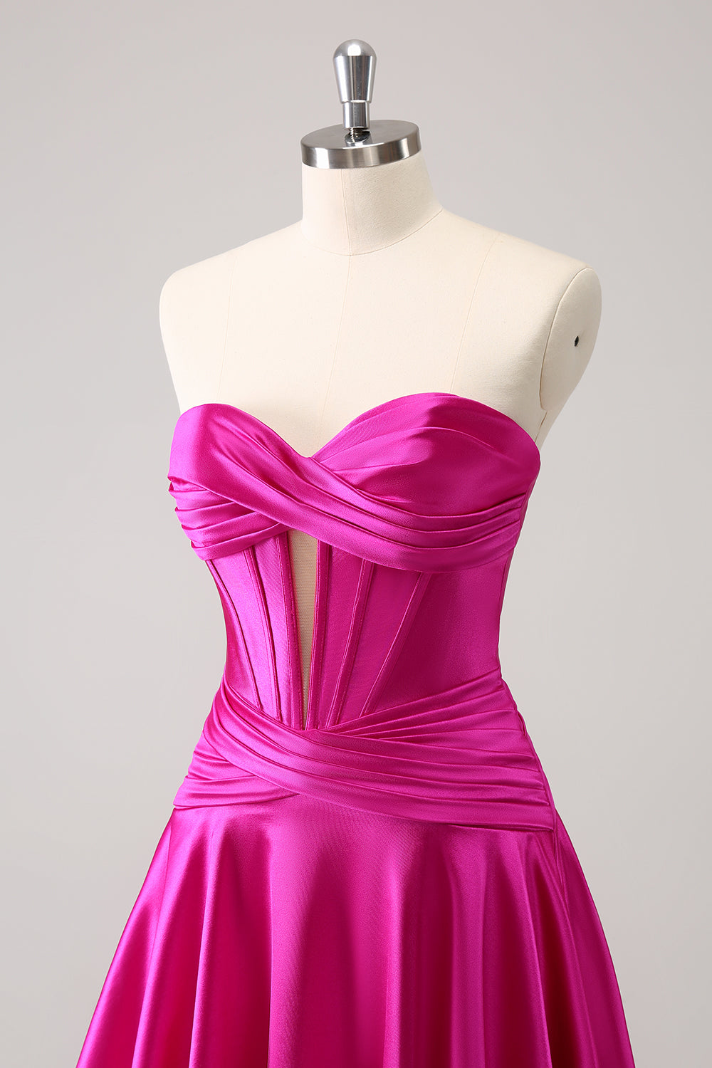 Fuchsia A Line Strapless Homecoming Dress