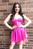 Fuchsia A Line Strapless Homecoming Dress