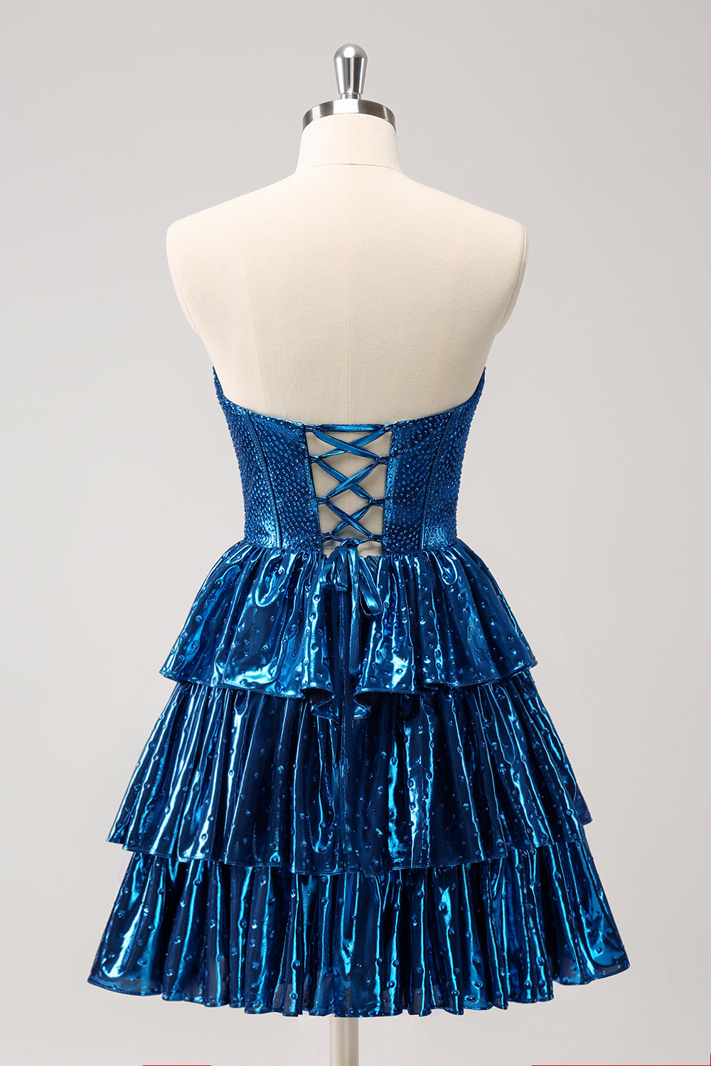 A Line Peacock Blue Strapless Homecoming Dress