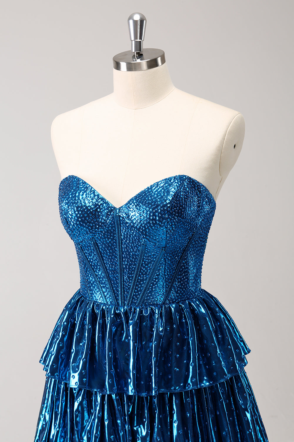 A Line Peacock Blue Strapless Homecoming Dress