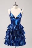 A Line Ink Blue Strapless Homecoming Dress