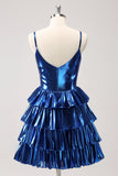 A Line Ink Blue Strapless Homecoming Dress