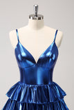 A Line Ink Blue Strapless Homecoming Dress