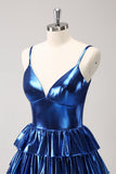 A Line Ink Blue Strapless Homecoming Dress