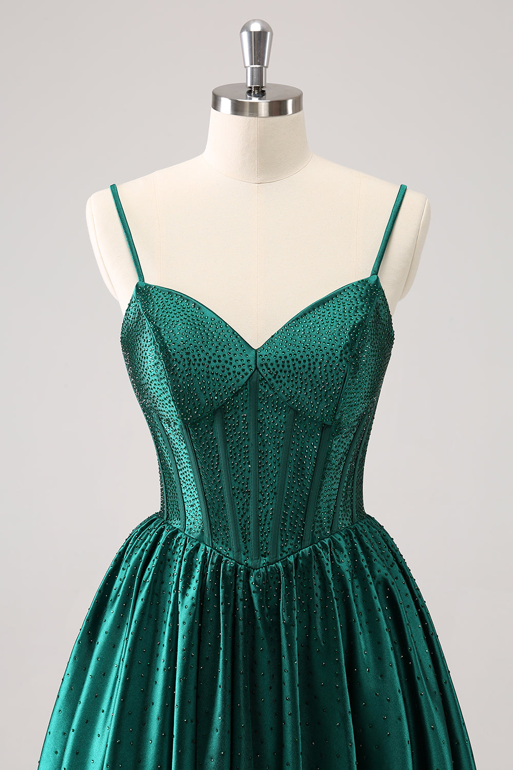 Dark Green A Line Spaghetti Straps Homecoming Dress