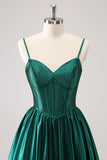 Dark Green A Line Spaghetti Straps Homecoming Dress