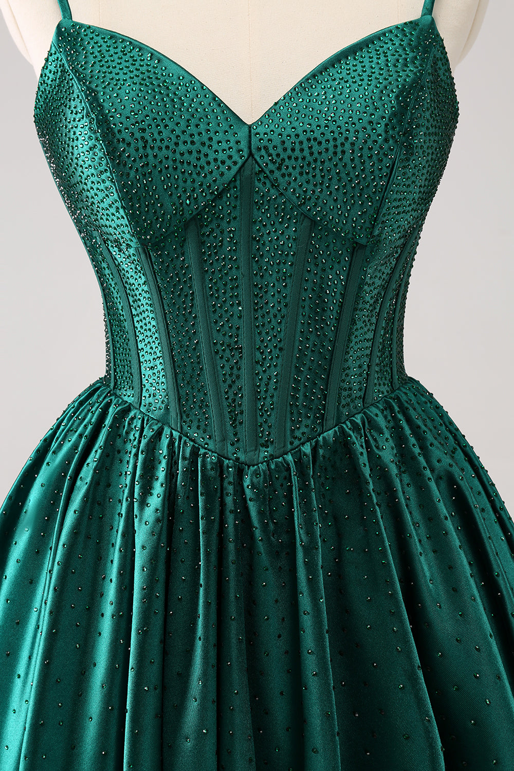 Dark Green A Line Spaghetti Straps Homecoming Dress