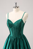 Dark Green A Line Spaghetti Straps Homecoming Dress