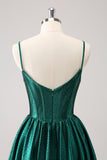 Dark Green A Line Spaghetti Straps Homecoming Dress