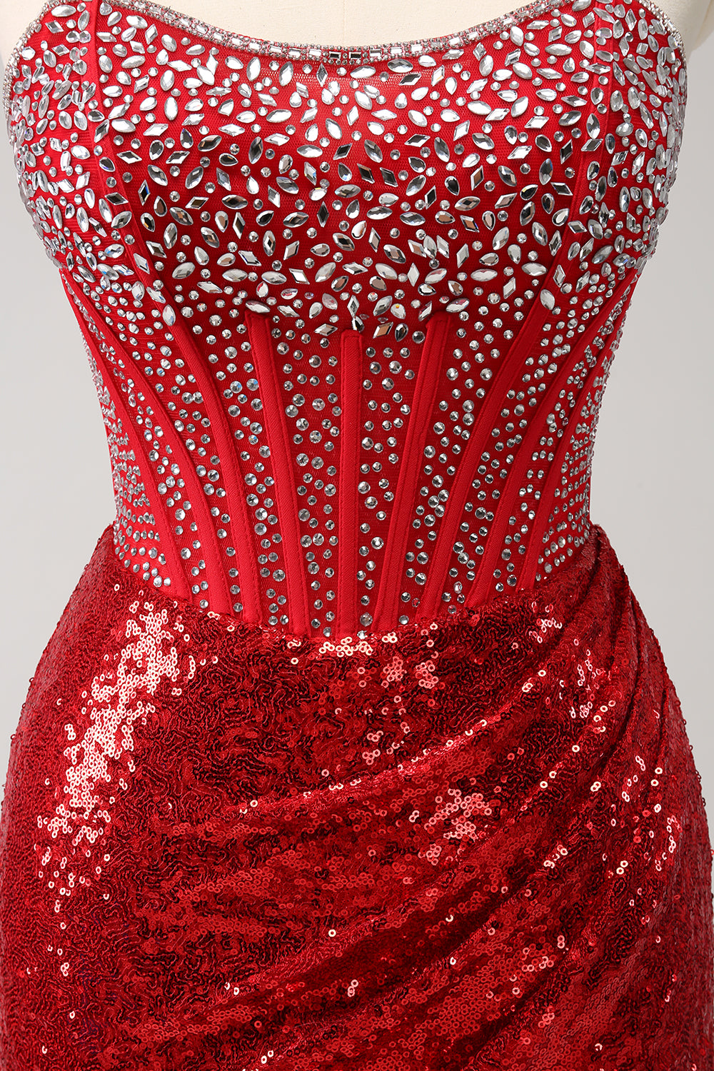 Red Sequins Bodycon Strapless Sparkly Homecoming Dress