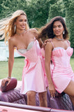 Sequins Pink Strapless A Line Homecoming Dress