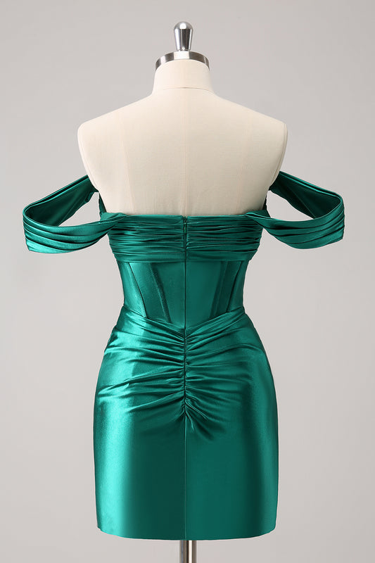 Off The Shoulder Dark Green Tight Homecoming Dress