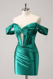 Off The Shoulder Dark Green Tight Homecoming Dress