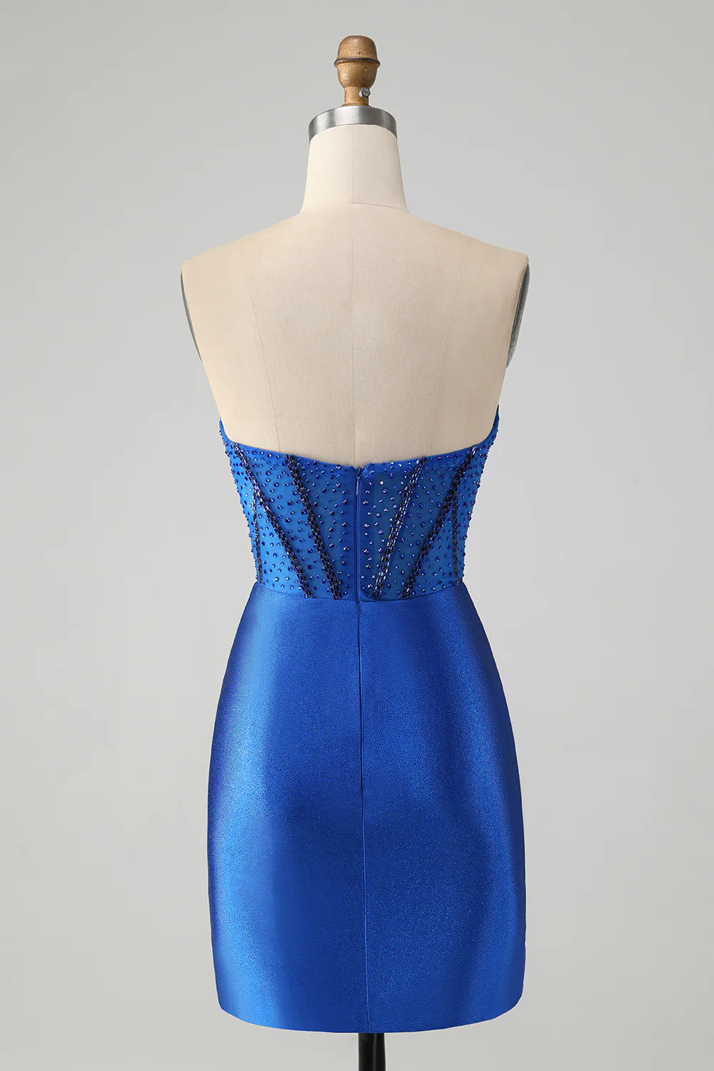 Royal Blue Bodycon Strapless Short Homecoming Dress with Beading