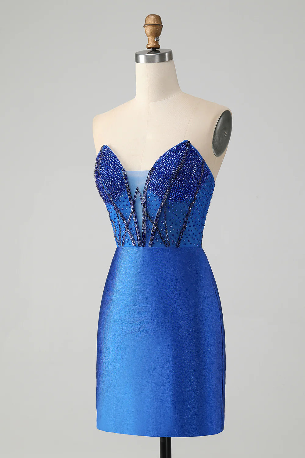 Royal Blue Bodycon Strapless Short Homecoming Dress with Beading