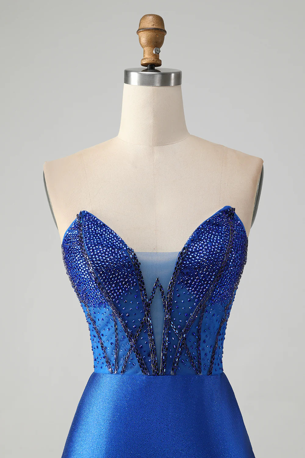 Royal Blue Bodycon Strapless Short Homecoming Dress with Beading