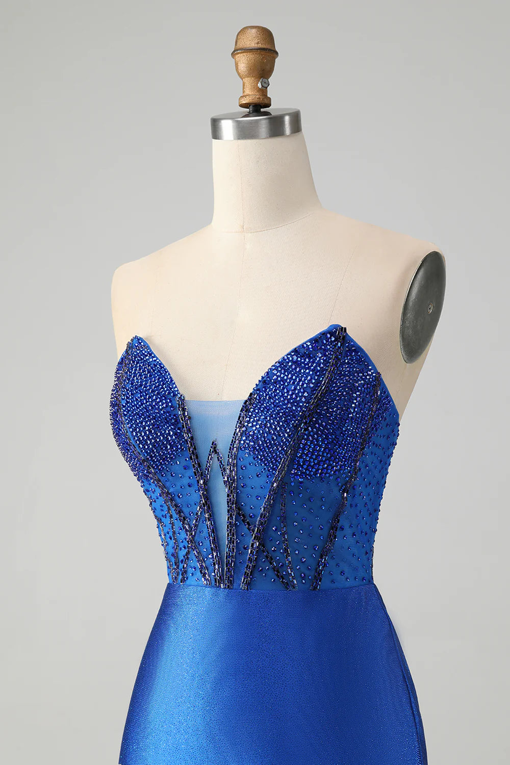 Royal Blue Bodycon Strapless Short Homecoming Dress with Beading