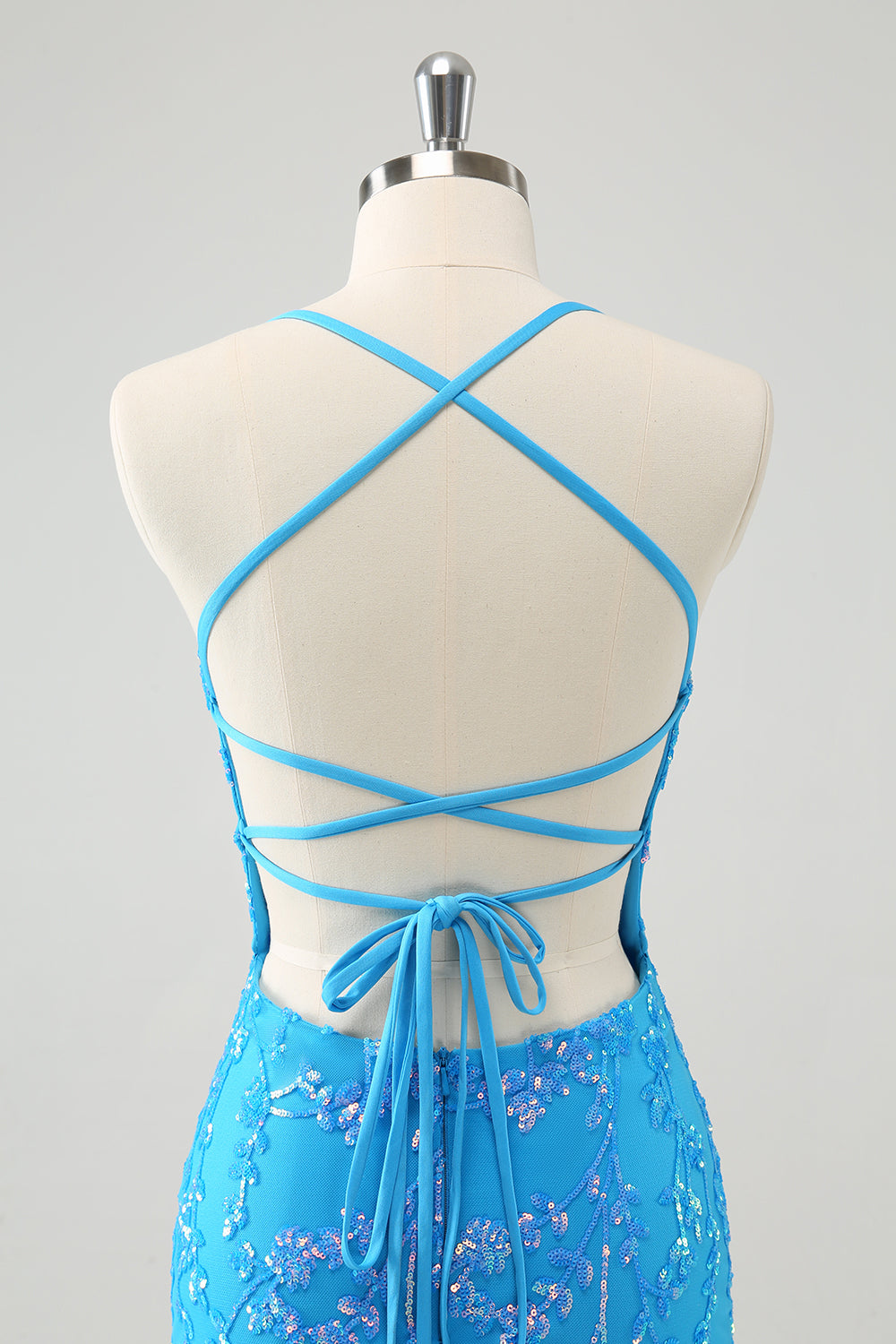 Sequined Sky Blue Tight Short Homecoming Dress