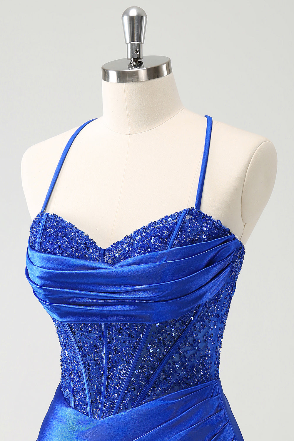 Royal Blue Spaghetti Straps Corset Tight Homecoming Dress