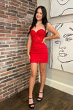 Sparkly Strapless Red Tight Homecoming Dress