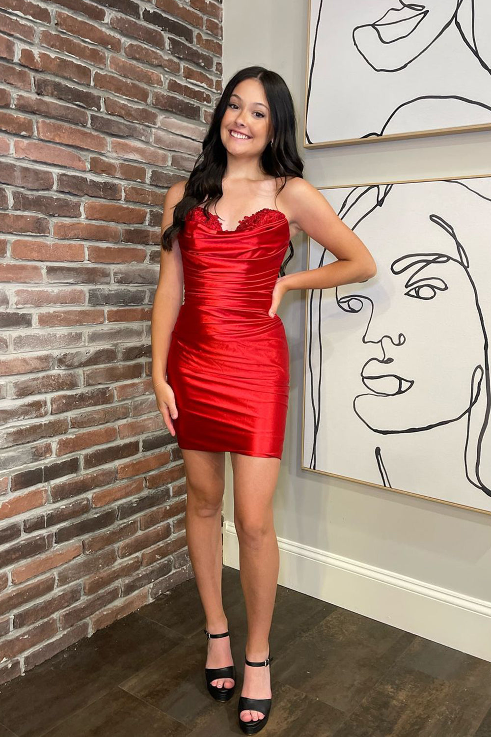 Strapless Red Tight Homecoming Dress